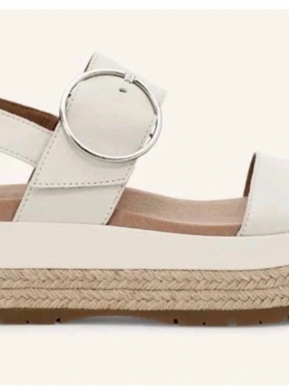 UGG Women White April Espadrille Wedge Platform Buckle Sandals sz 42 $80